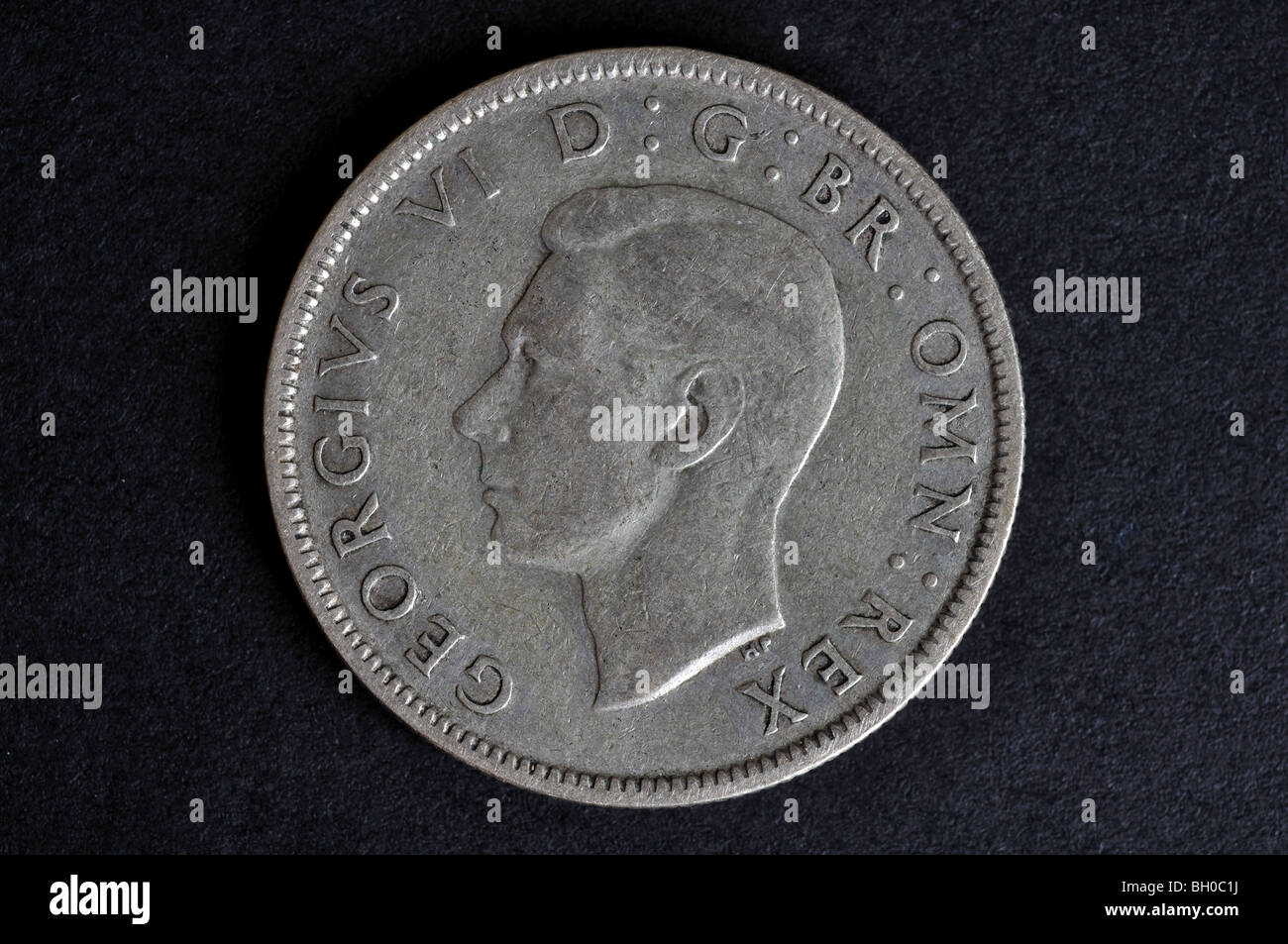 1942 George VI two shillings coin, UK Stock Photo