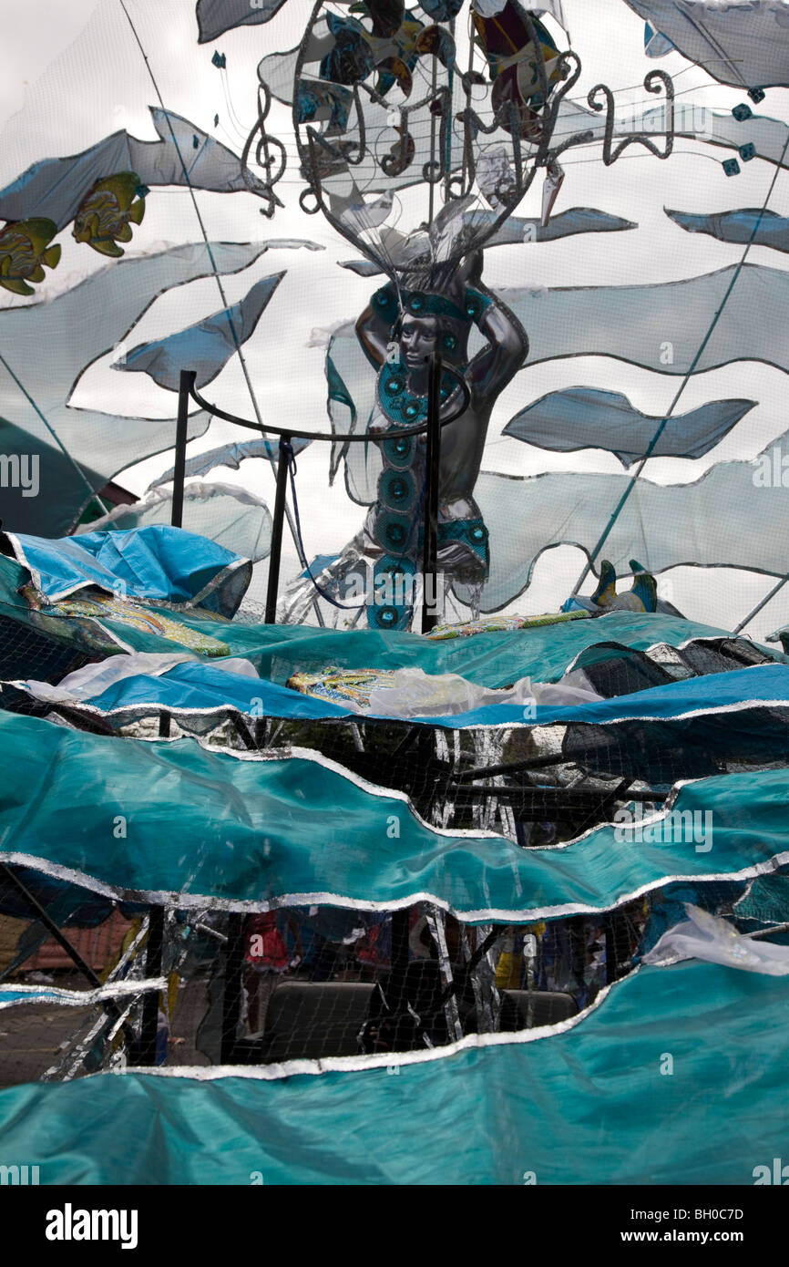 Carnival float. Metallic model of naked woman. Notting Hill Carnival