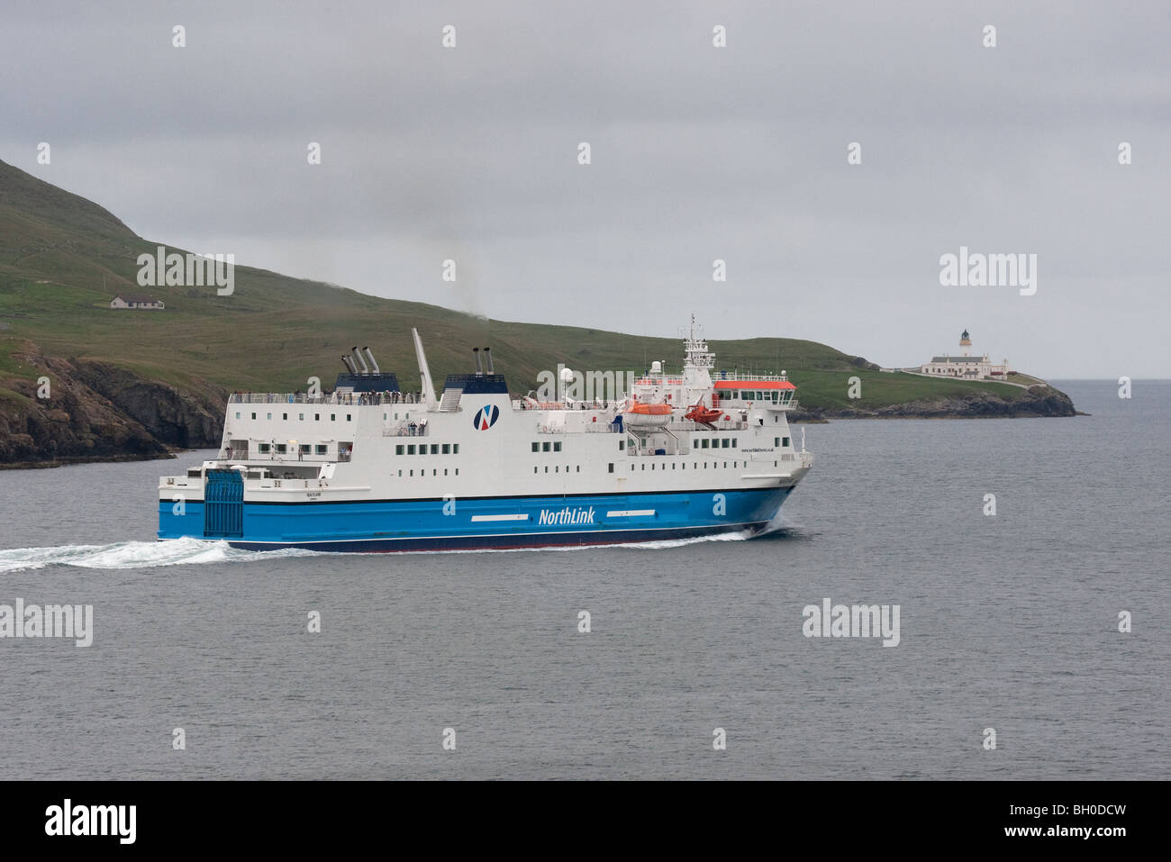 The NorthLink ferry Hjaltland departs Lerwick. Stock Photo