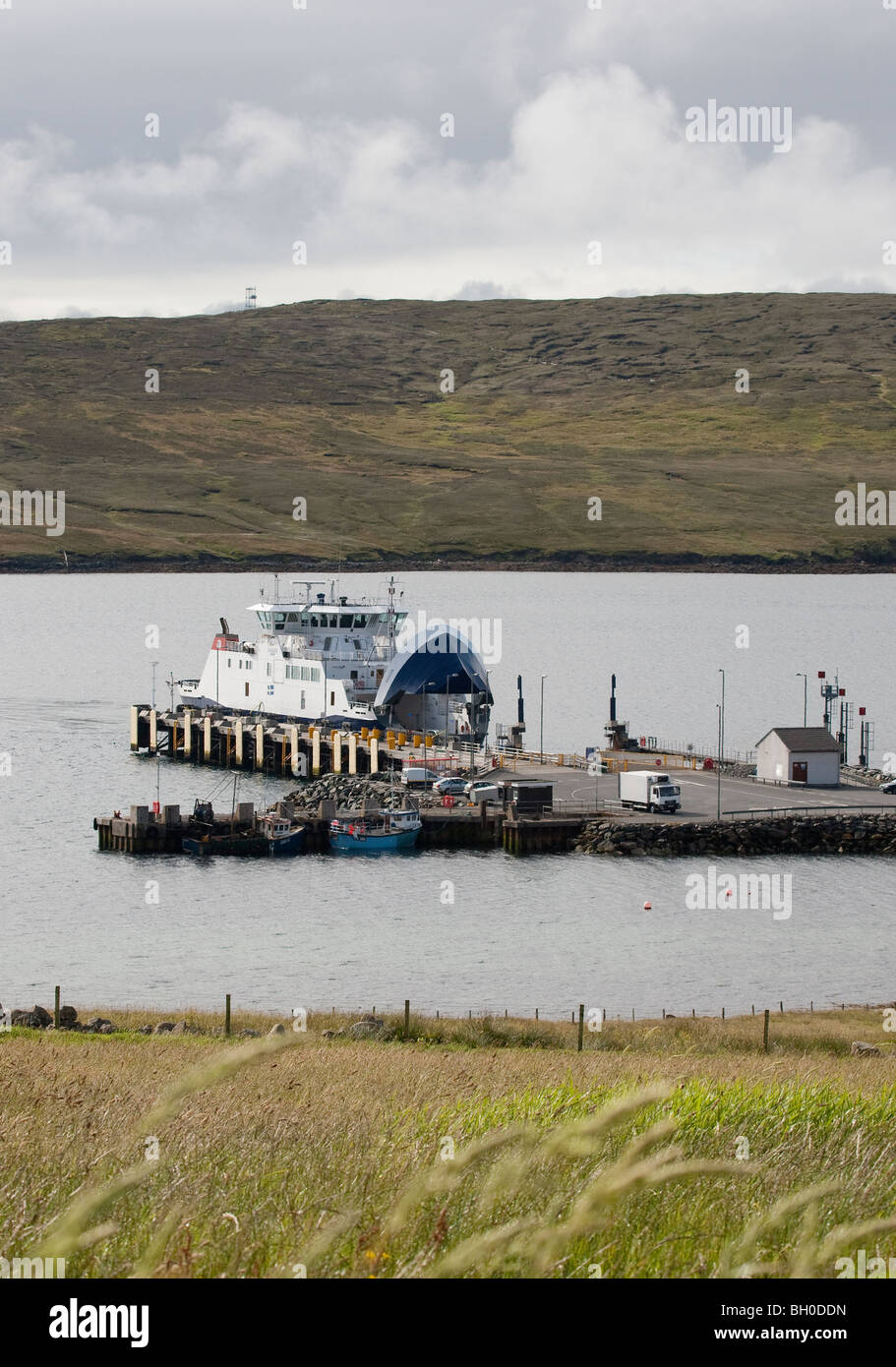 The local Shetland ferry Dagalien at the Toft Shetland Ferry Terminal