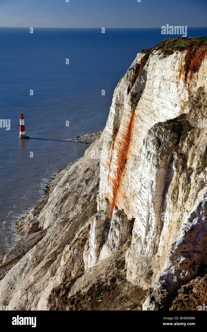Beachy Head Lighthouse White Chalk Cliffs Sussex English Channel England UK Stock Photo Alamy