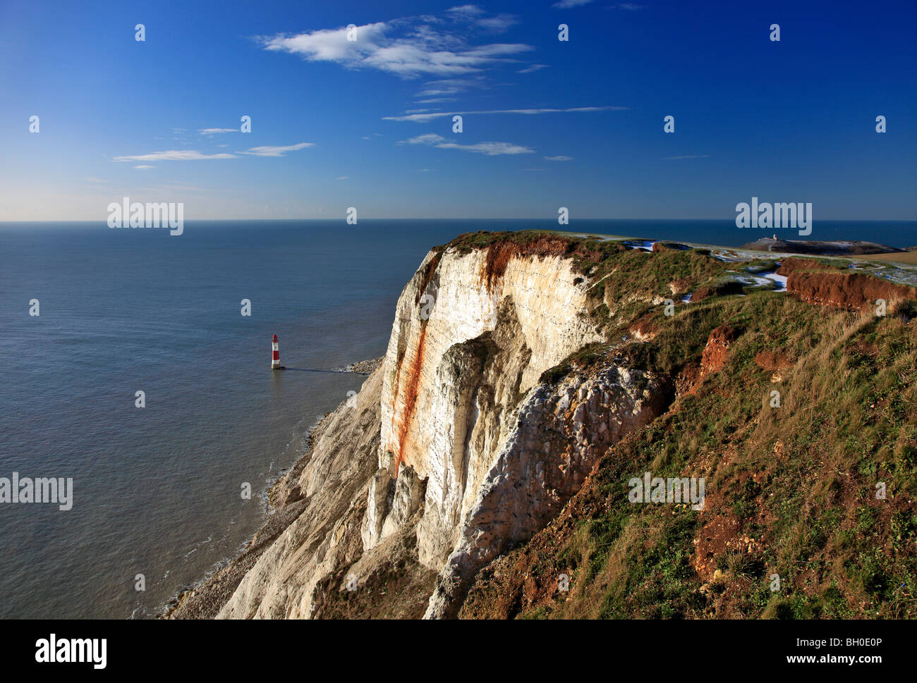Beachy Head Lighthouse White Chalk Cliffs Sussex English Channel England UK Stock Photo Alamy