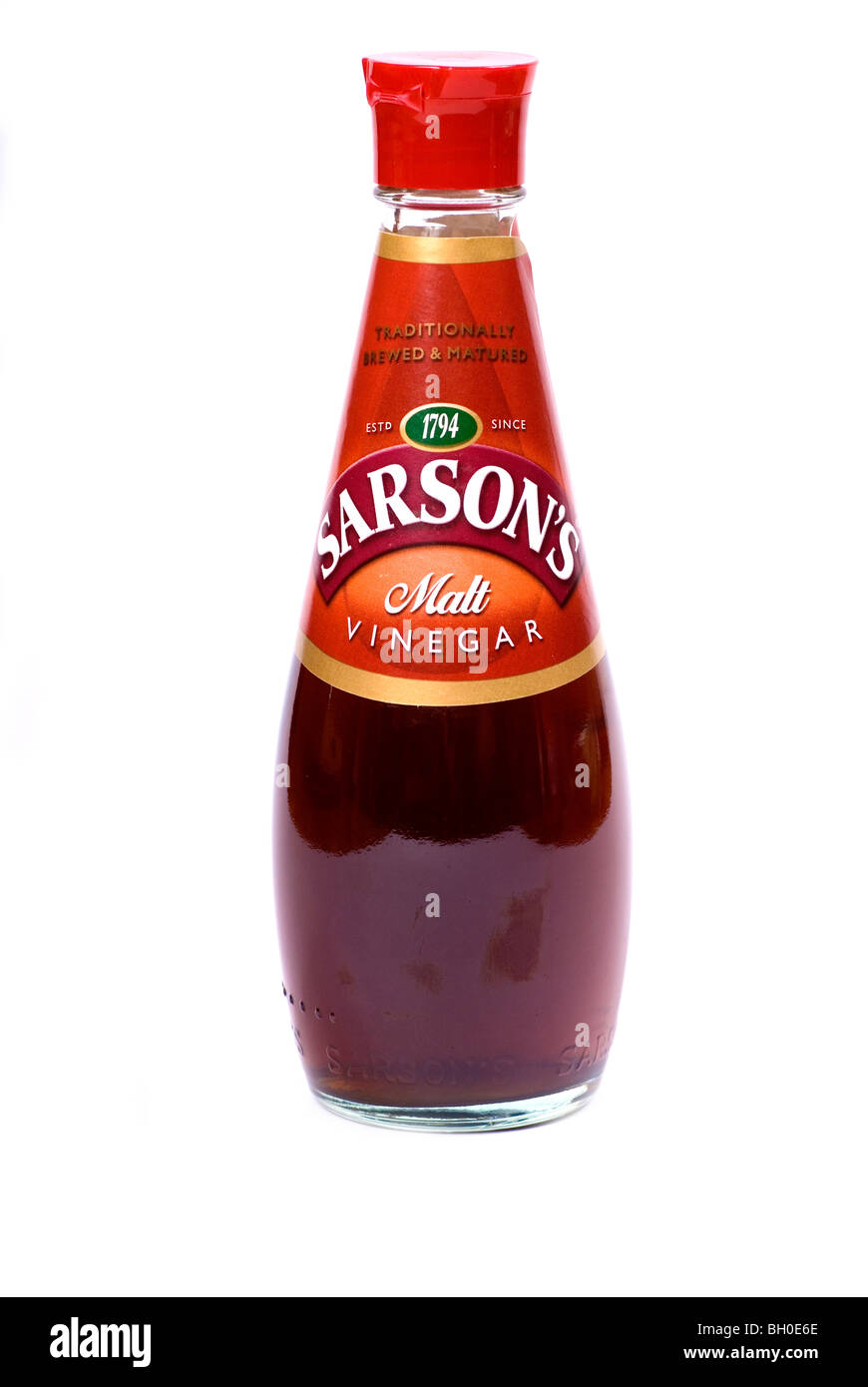 A cut out image of a bottle of Sarsons Malt Vinegar Stock Photo Alamy