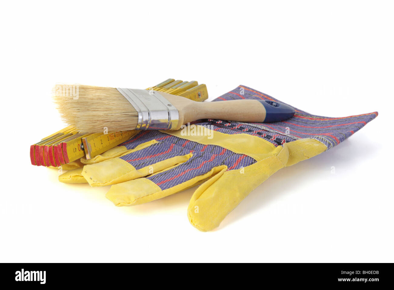 Typical tools of a house painter. All isolated on white background