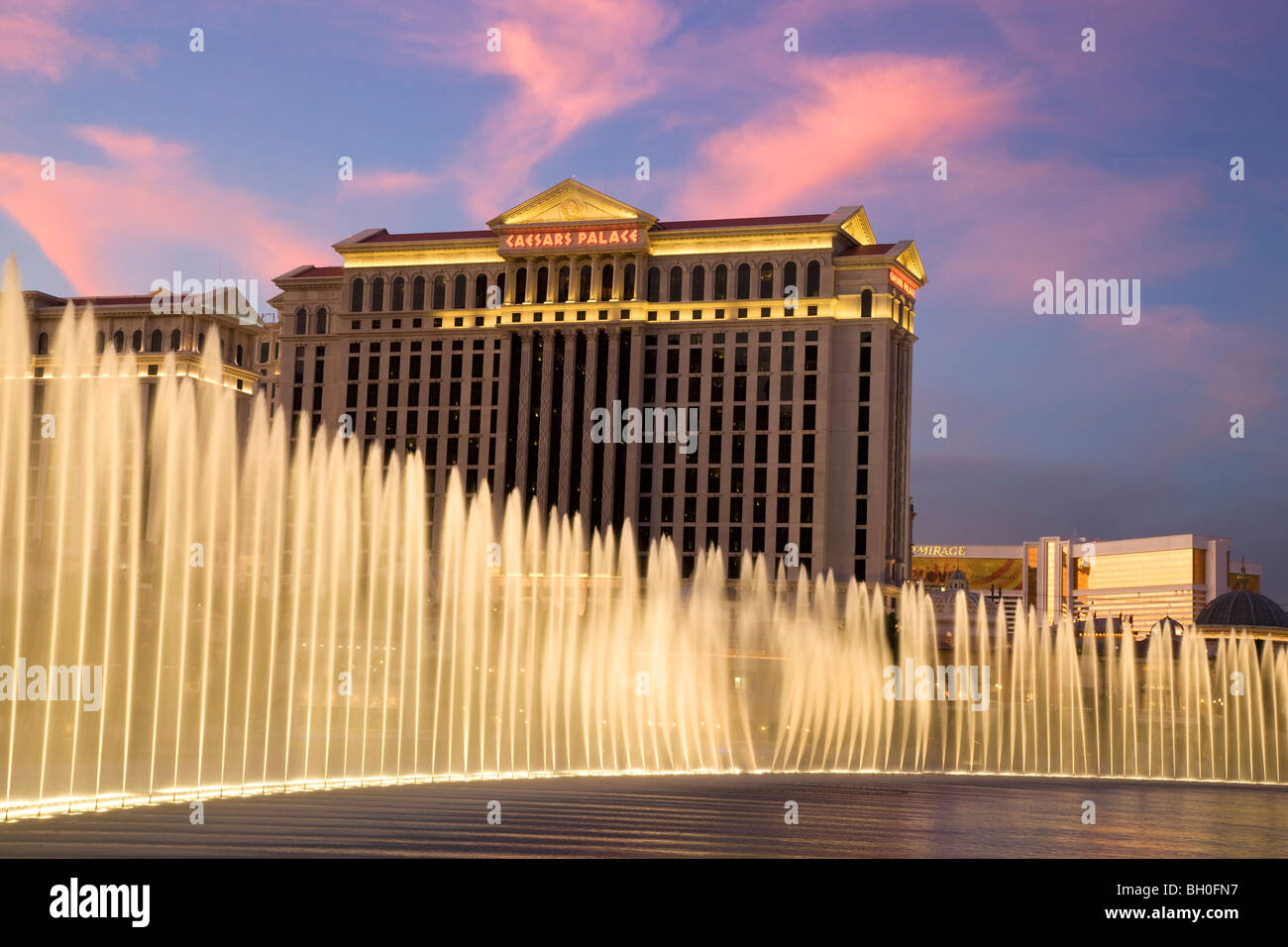 Fountain show at the Bellagio Hotel and Casino, Las Vegas, Nevada Stock