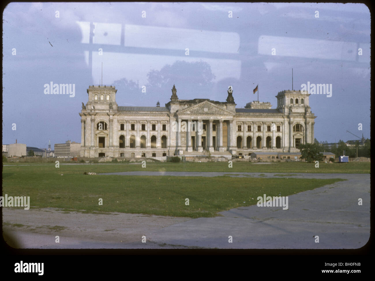 Berlin, along the Berlin Wall, seen from West Germany during the 1960s.  Stock Photo