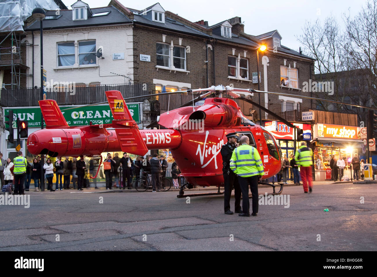 London Air Ambulance - Helicopter Emergency Medical Service (HEMS) - Tufnell Park - London Stock Photo