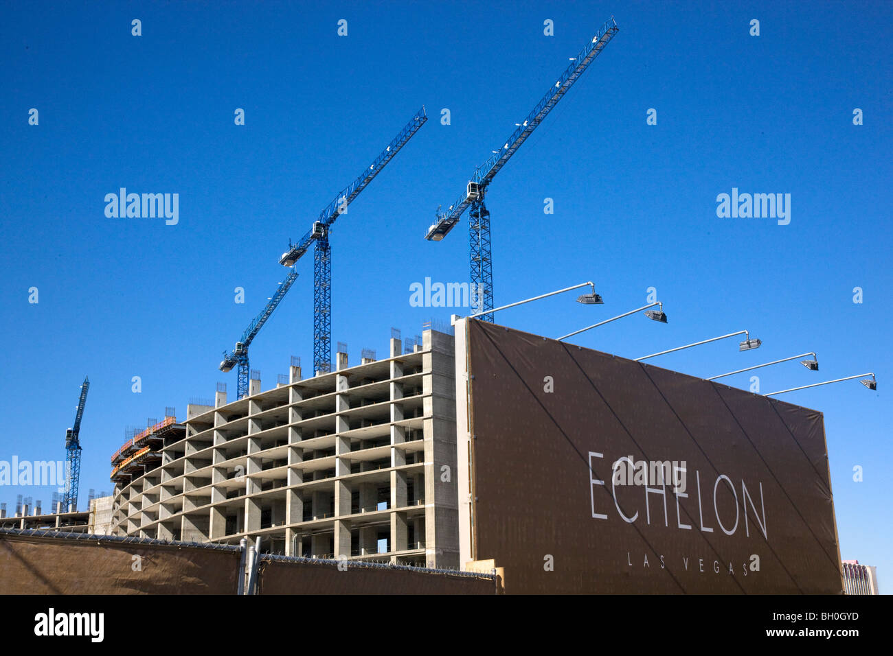 Construction has stopped on the huge Echelon Hotel and Casino because of the economy, Las Vegas, Nevada. Stock Photo