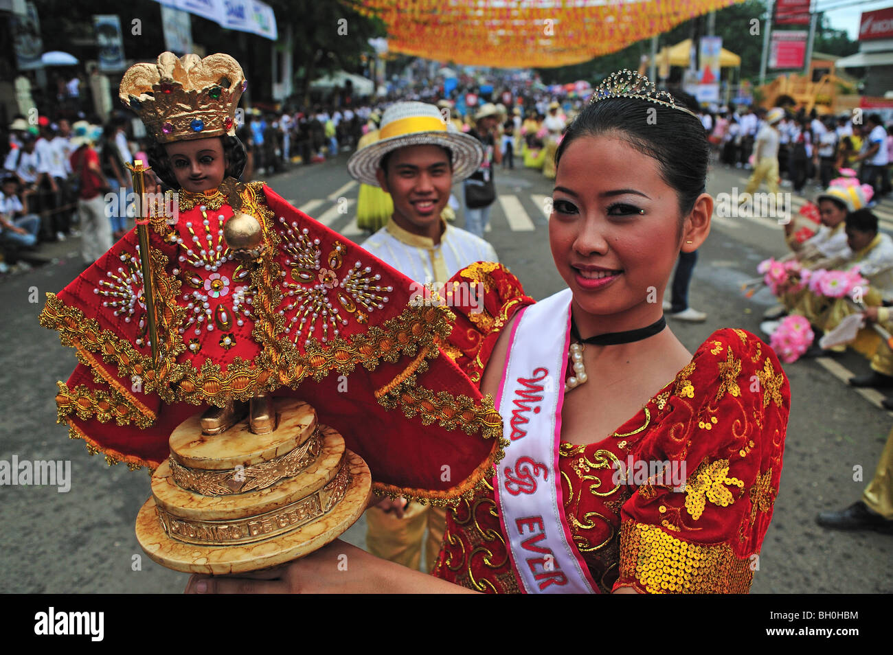 Sinulog Queen with Sto. Nino Cebu City Philippines Stock Photo