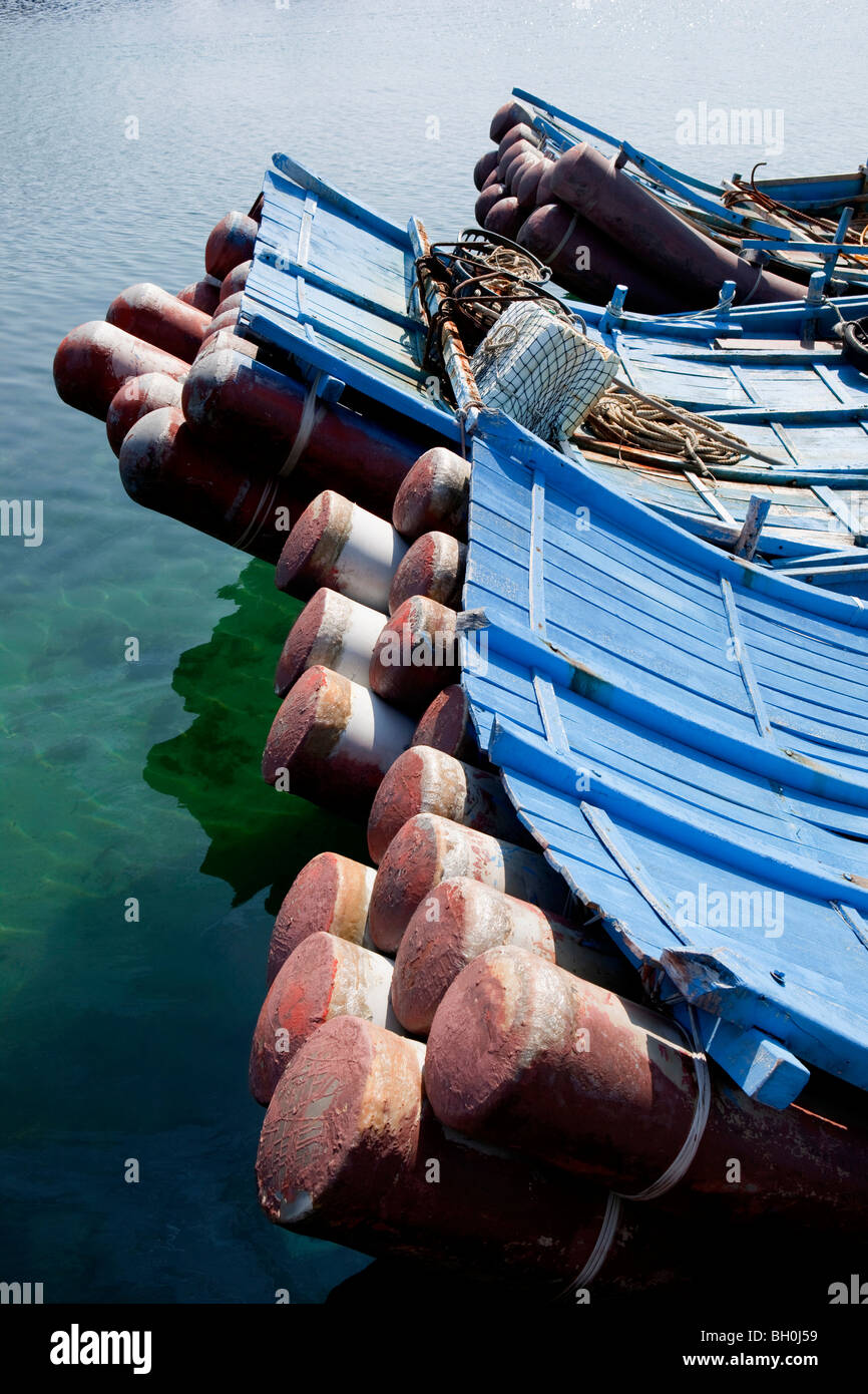 Sterns of typical taiwanese fishing boats, Kenting, Taiwan, Asia Stock Photo