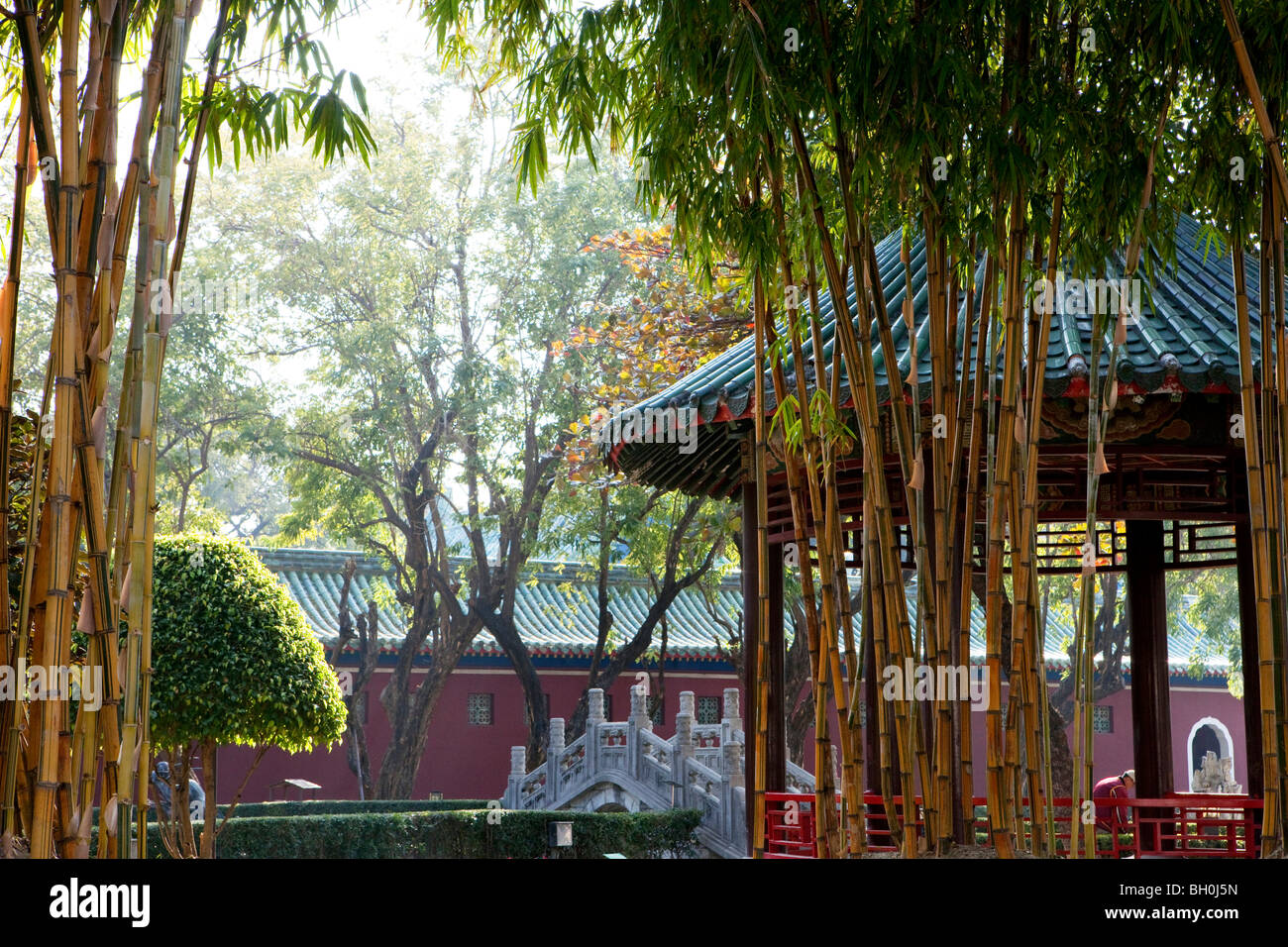 View through a park at Koxinga's shrine, Tainan, Taiwan, Asia Stock Photo