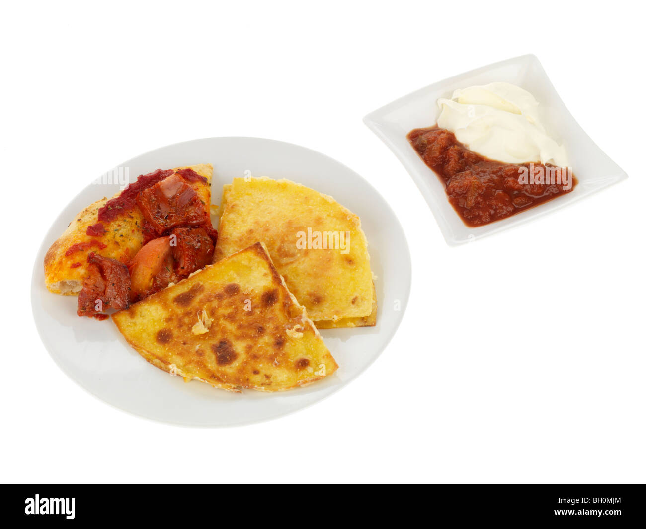 Chorizo Flatbread with Manchego Quesadillas Stock Photo Alamy