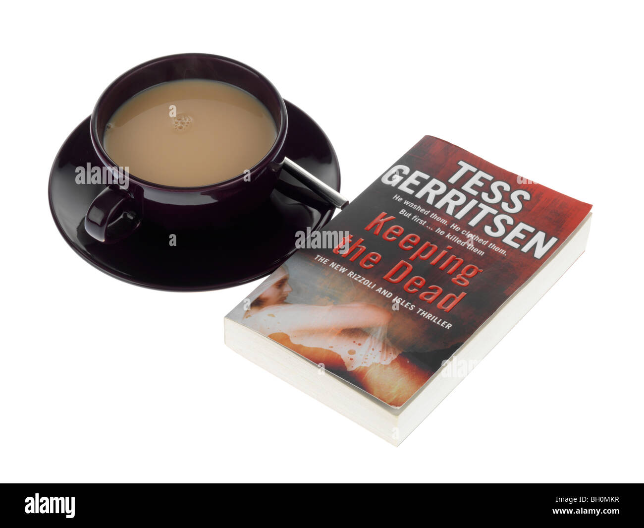 Cup of Tea with a Book Stock Photo