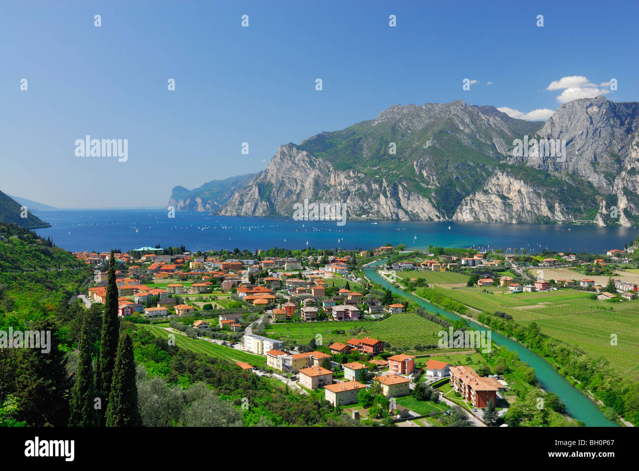 View over Nago-Torbole, Trentino-Alto Adige, Suedtirol, Italy Stock Photo