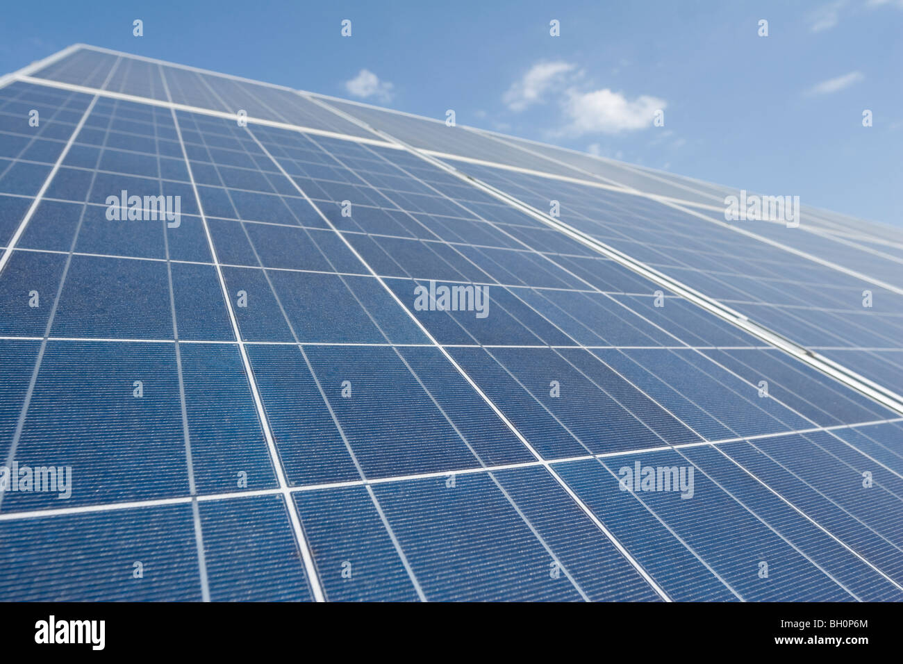 Solar panels used as part of a large scale renewable energy plant, Apulia, Italy Stock Photo