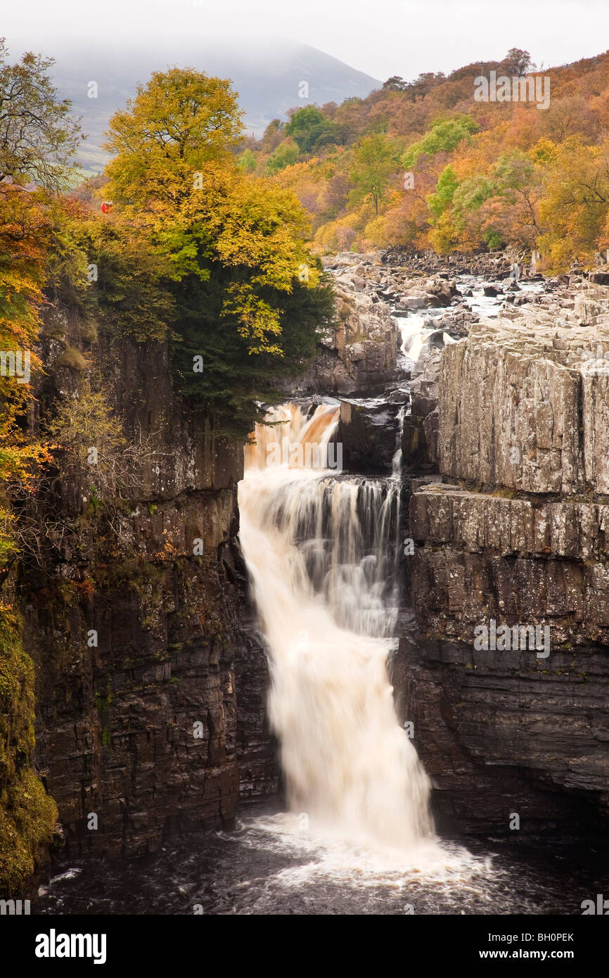 High Force Waterfall at Autumn near Middleton in Teesdale, Teesdale, County Durham Stock Photo
