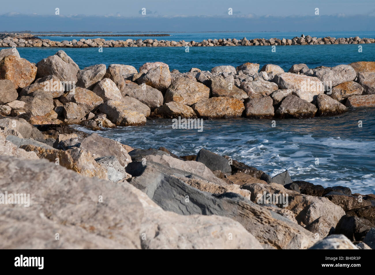 Sea breakers on the beach of SaintesMariesdelaMer, Southern France