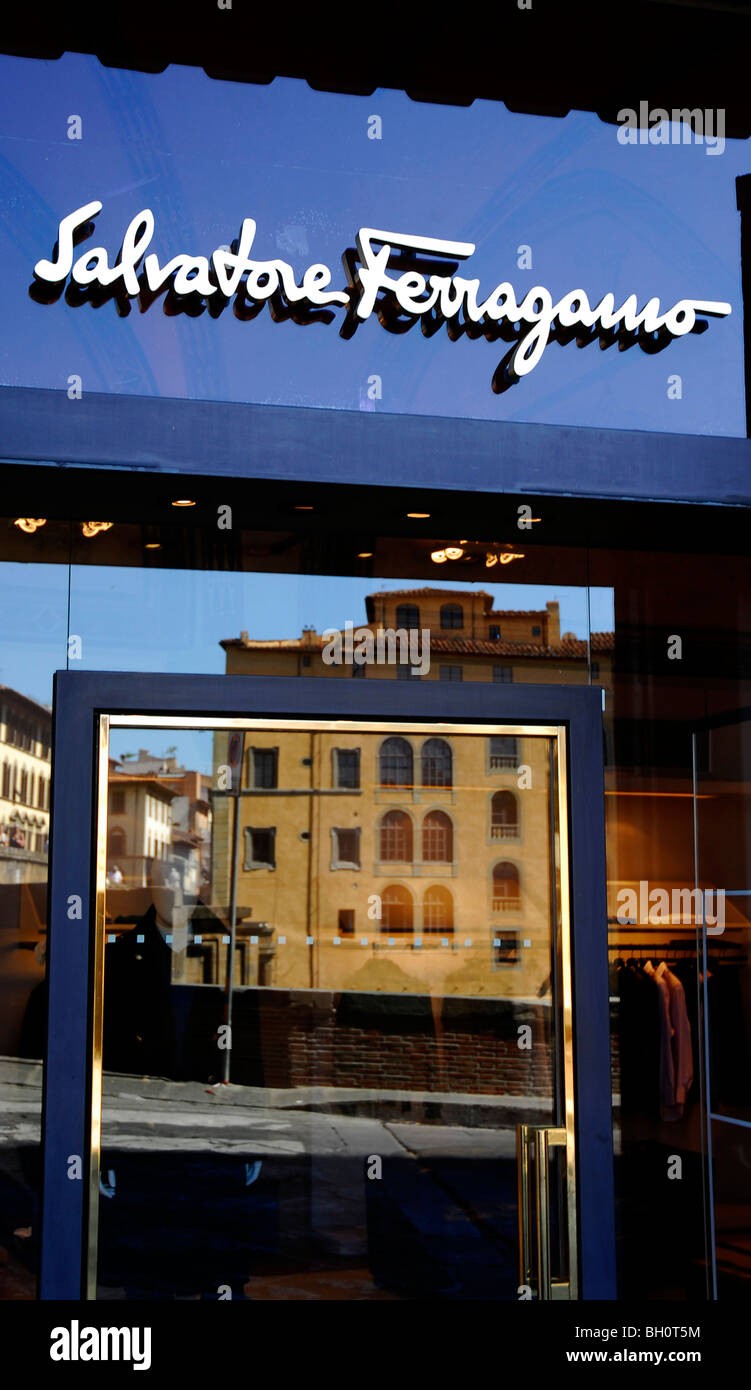 Entrance of the Designer Shop Salvatore Ferragamo, Via dei Tornabuoni, Florence, Tuscany, Italy, Europe Stock Photo