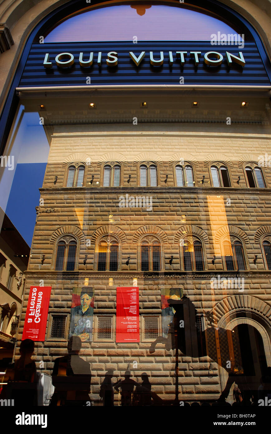 Shop windows of the Louis Vuitton boutique, famous high fashion brand, with  people and tourists in the historic centre of Florence, Tuscany, Italy  Stock Photo - Alamy