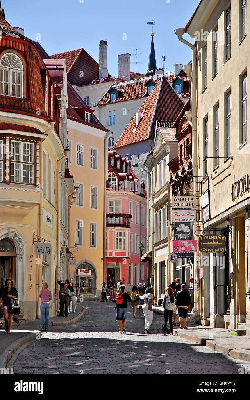 Pikk street in the old town of Tallinn, Estonia Stock Photo