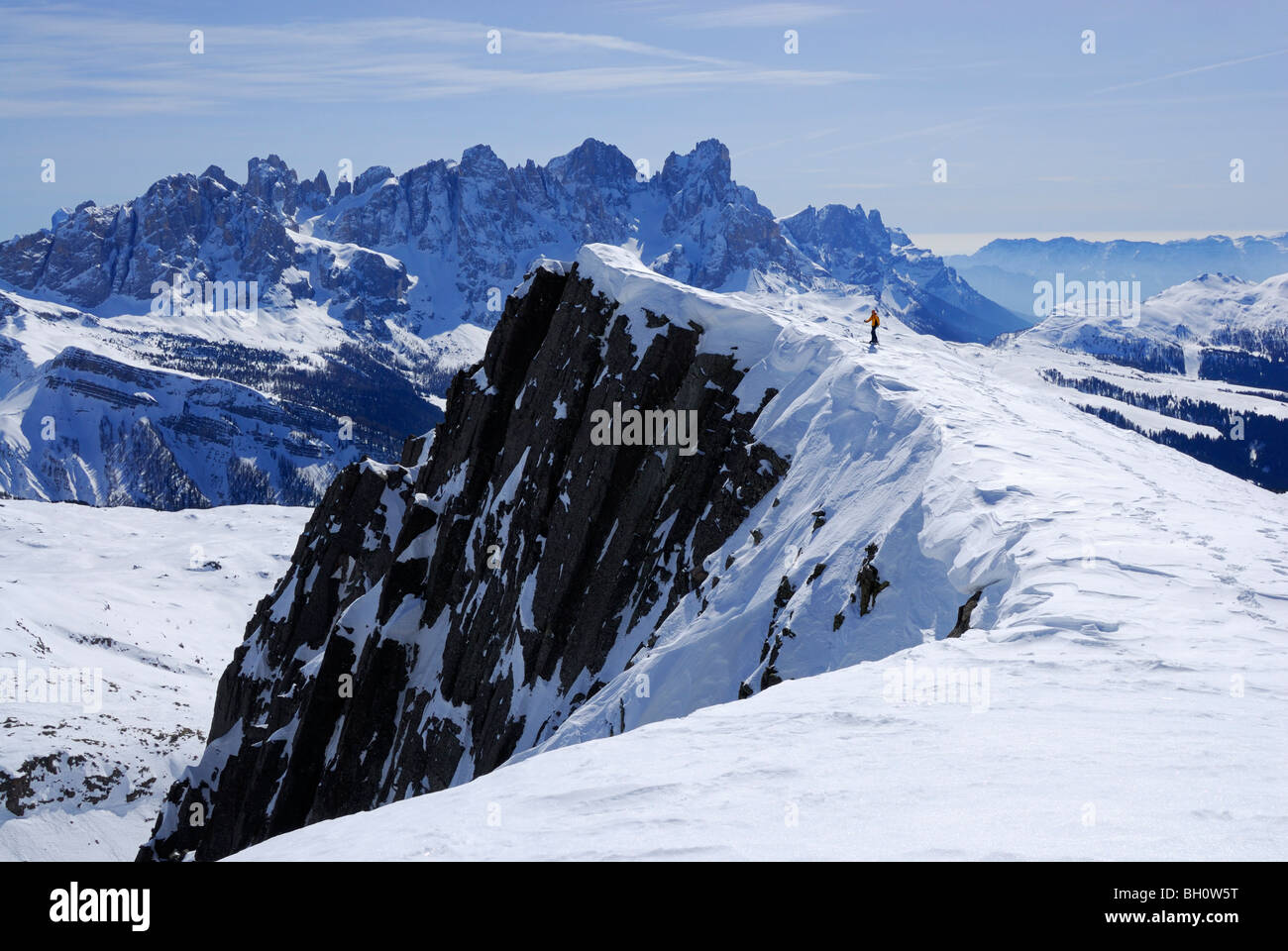 Backcountry skier, Cima Bocche, Val di Fiemme, Dolomites, Trentino-Alto ...