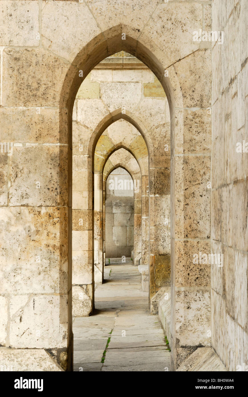 Row of archways, Regensburger cathedral, Regensburg, Upper Palatinate, Bavaria, Germany Stock Photo