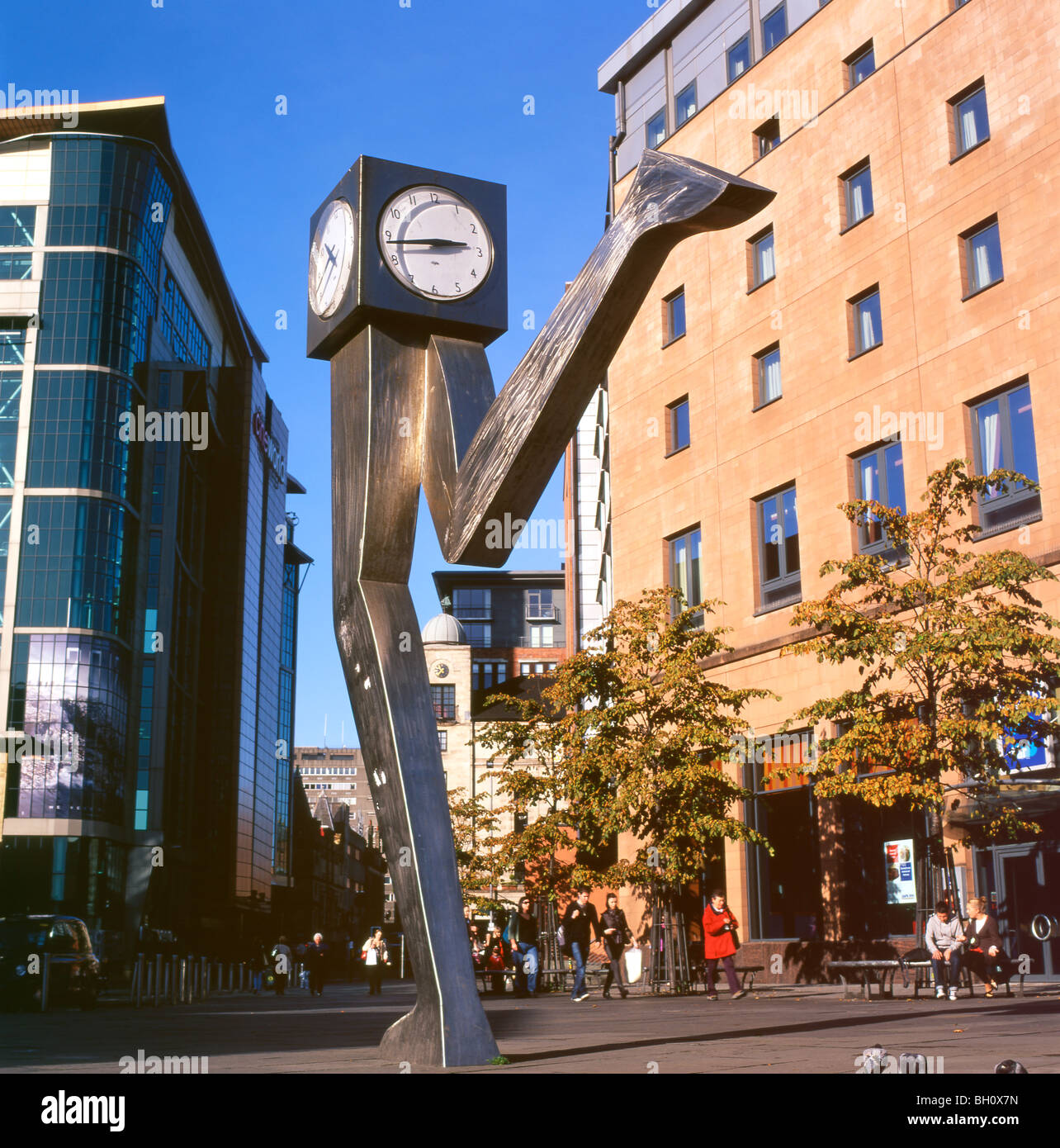 The running clock sculpture near Buchanan Street bus station, Glasgow
