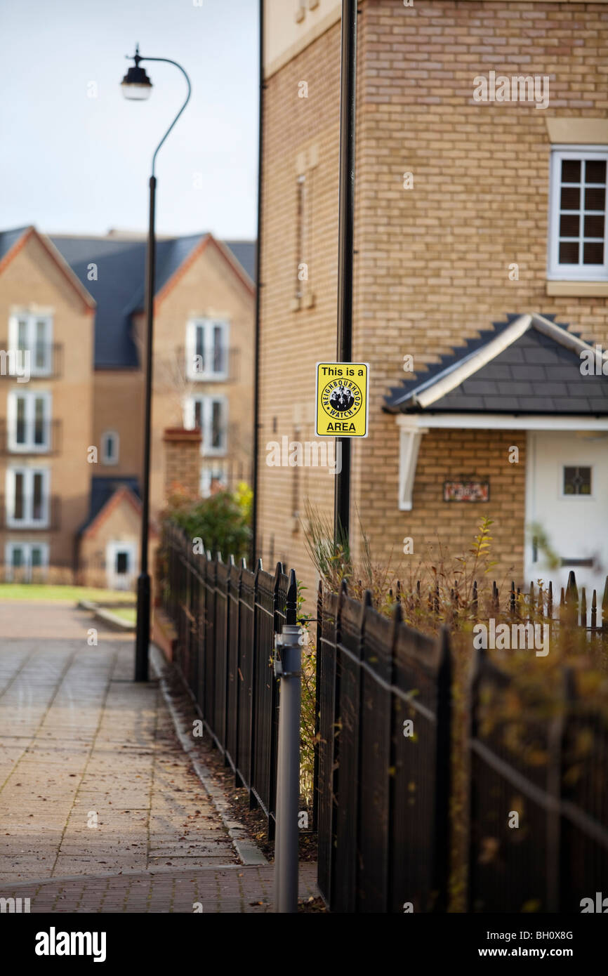 A neighbourhood watch sign on a housing estate in Northampton, UK Stock Photo