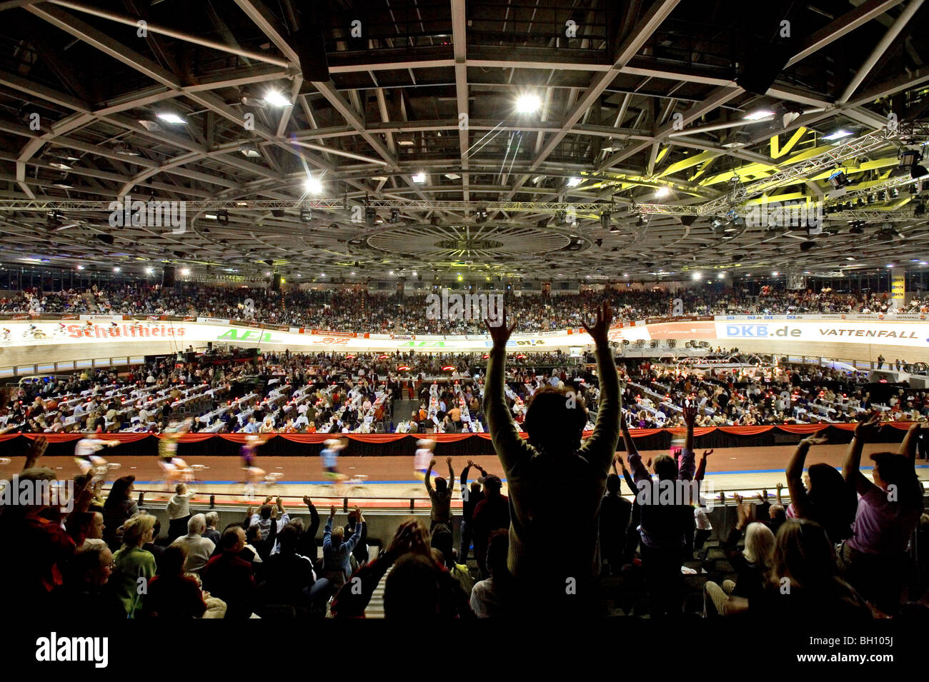 Interior view of the Velodrome during the six day race, Berlin, Germany, Europe Stock Photo