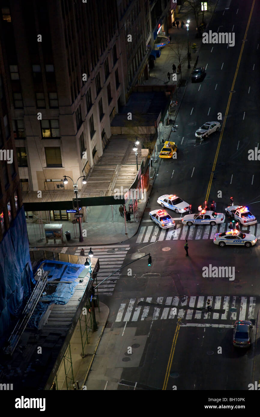 Police at Accident Scene, 34th St and Madison Ave, NYC Stock Photo