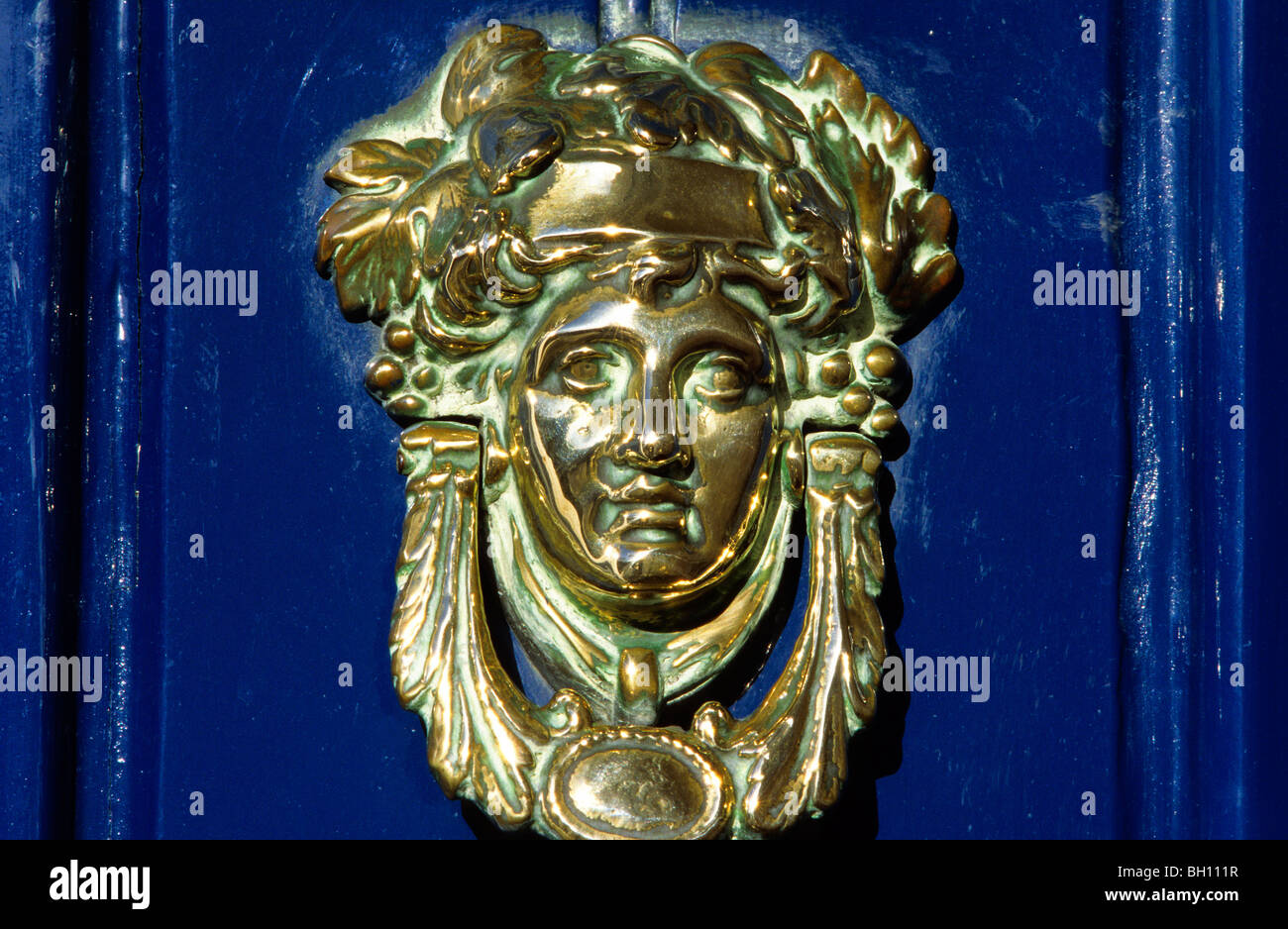 Door knocker at a blue door, Merrion Square, Dublin, Ireland, Europe Stock Photo Alamy
