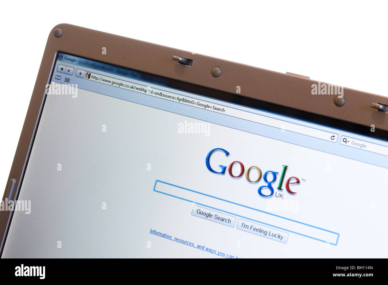 Google search engine website shown on modern laptop Stock Photo