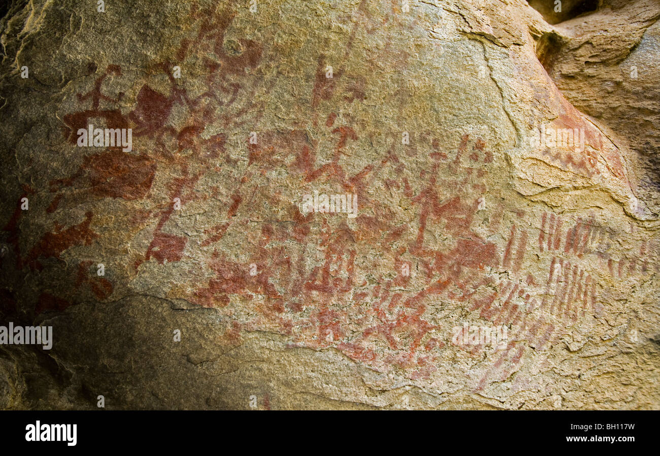 Prehistorical cave paintings in Latmos Mountains, Bafa Lake National Park Turkey Stock Photo