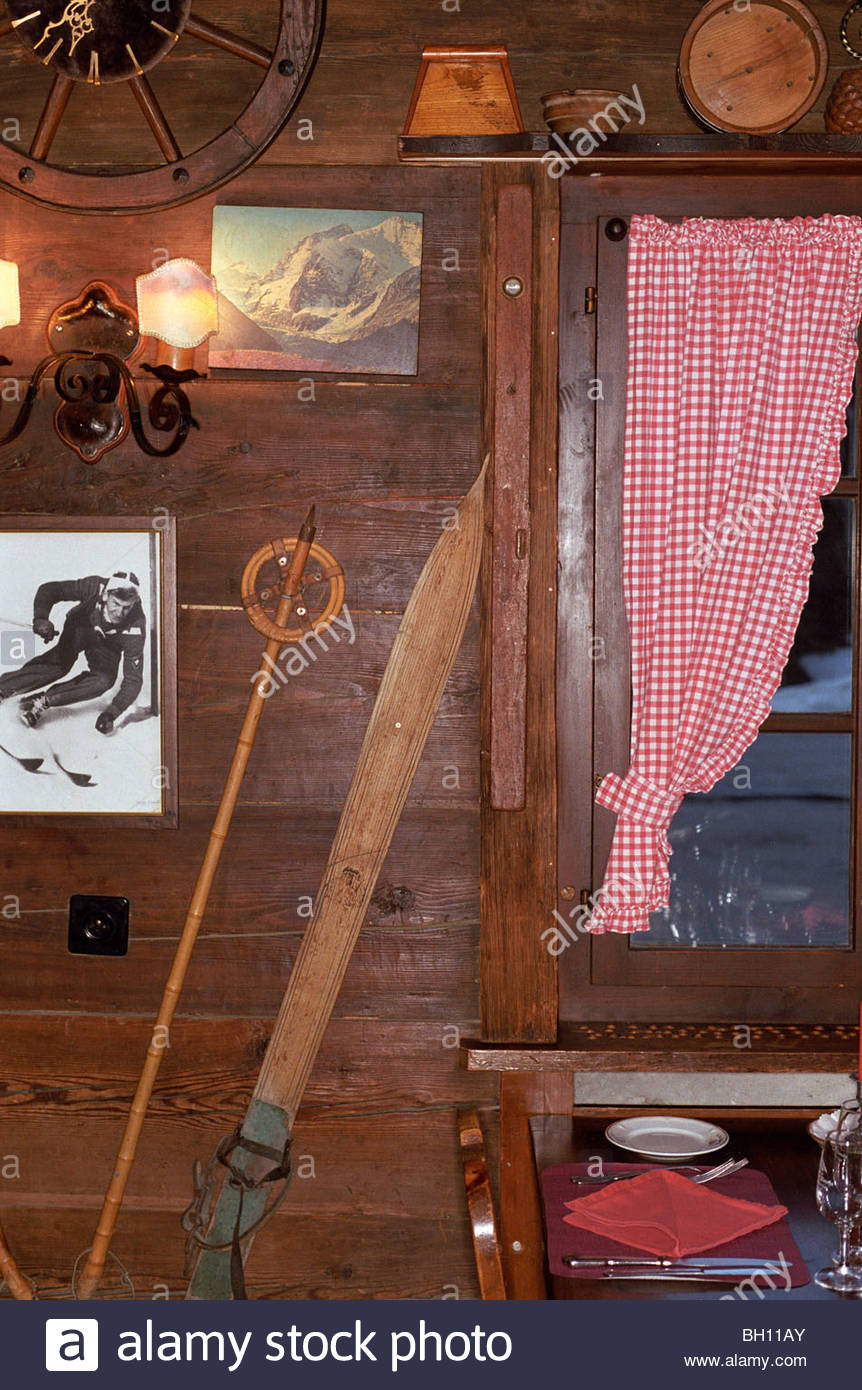 Interior view inside a ski hut, ski hut in the mountains, Skiing ... Interior view inside a ski hut, ski hut in the mountains, Skiing ...