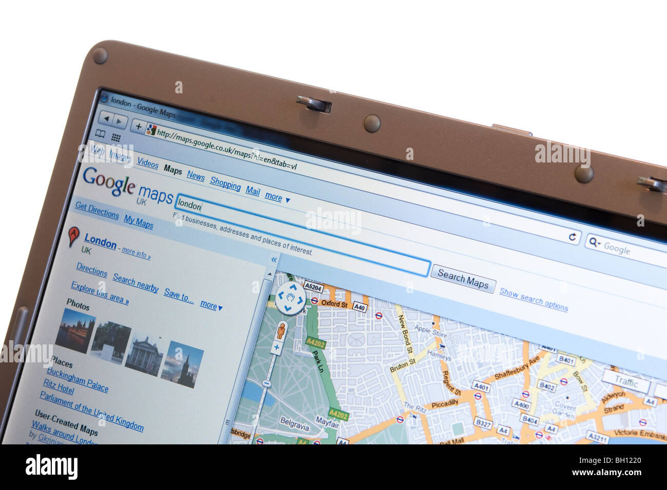 Google maps - website shown on modern laptop Stock Photo