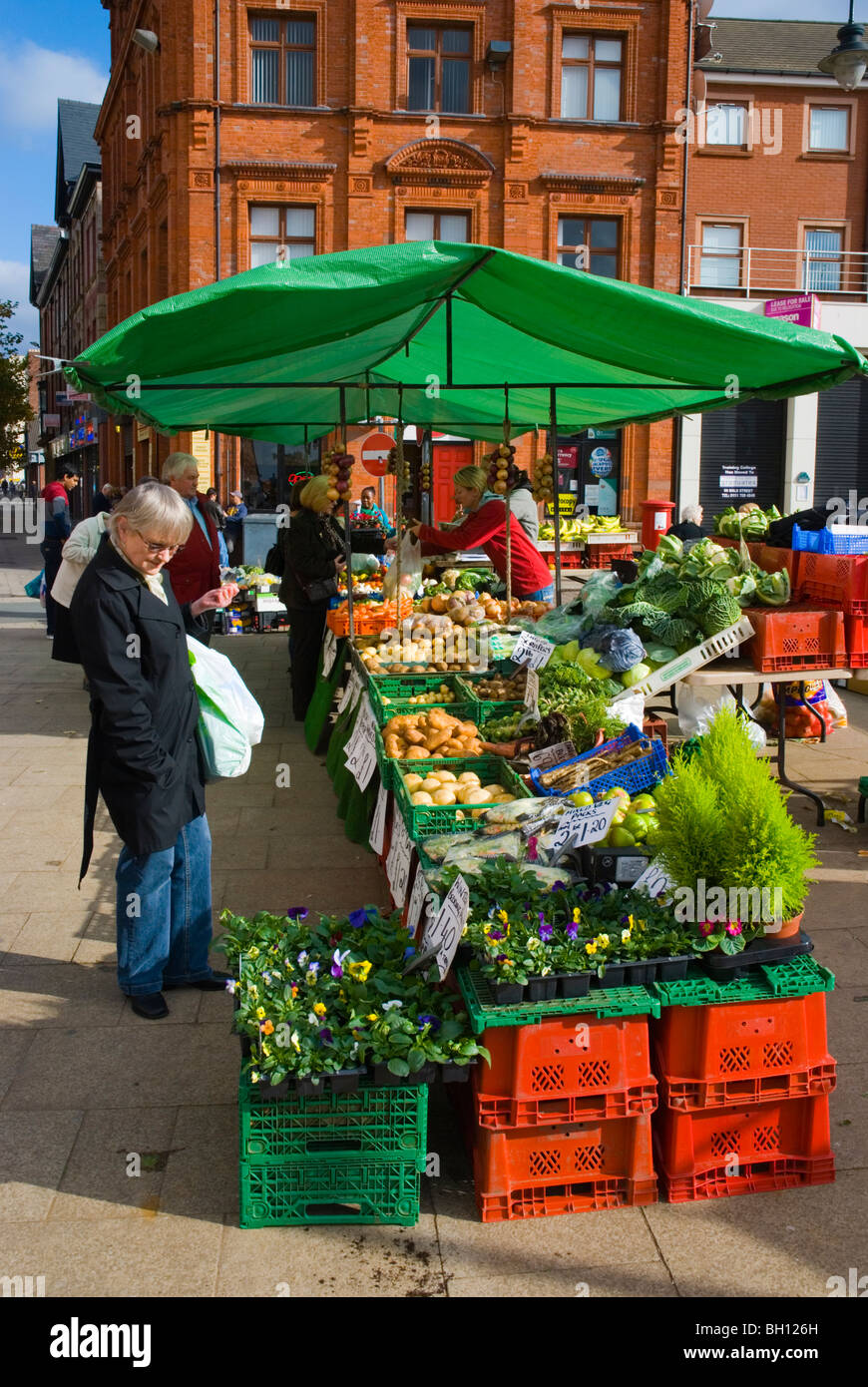 Market stall Pembroke Place square along London Road in Liverpool