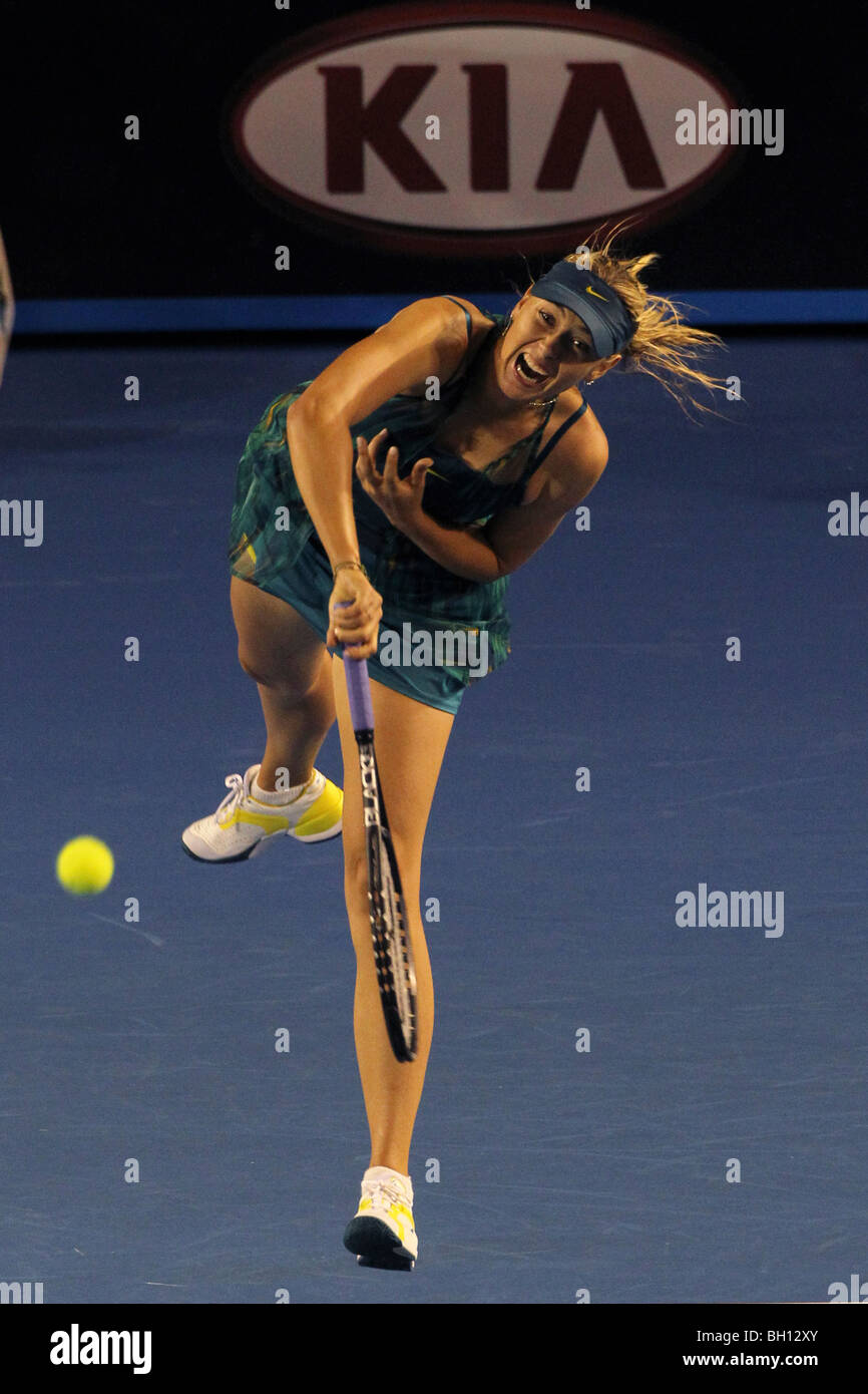 Maria Sharapova (RUS) competing at the 2010 Australian Open Tennis. Stock Photo