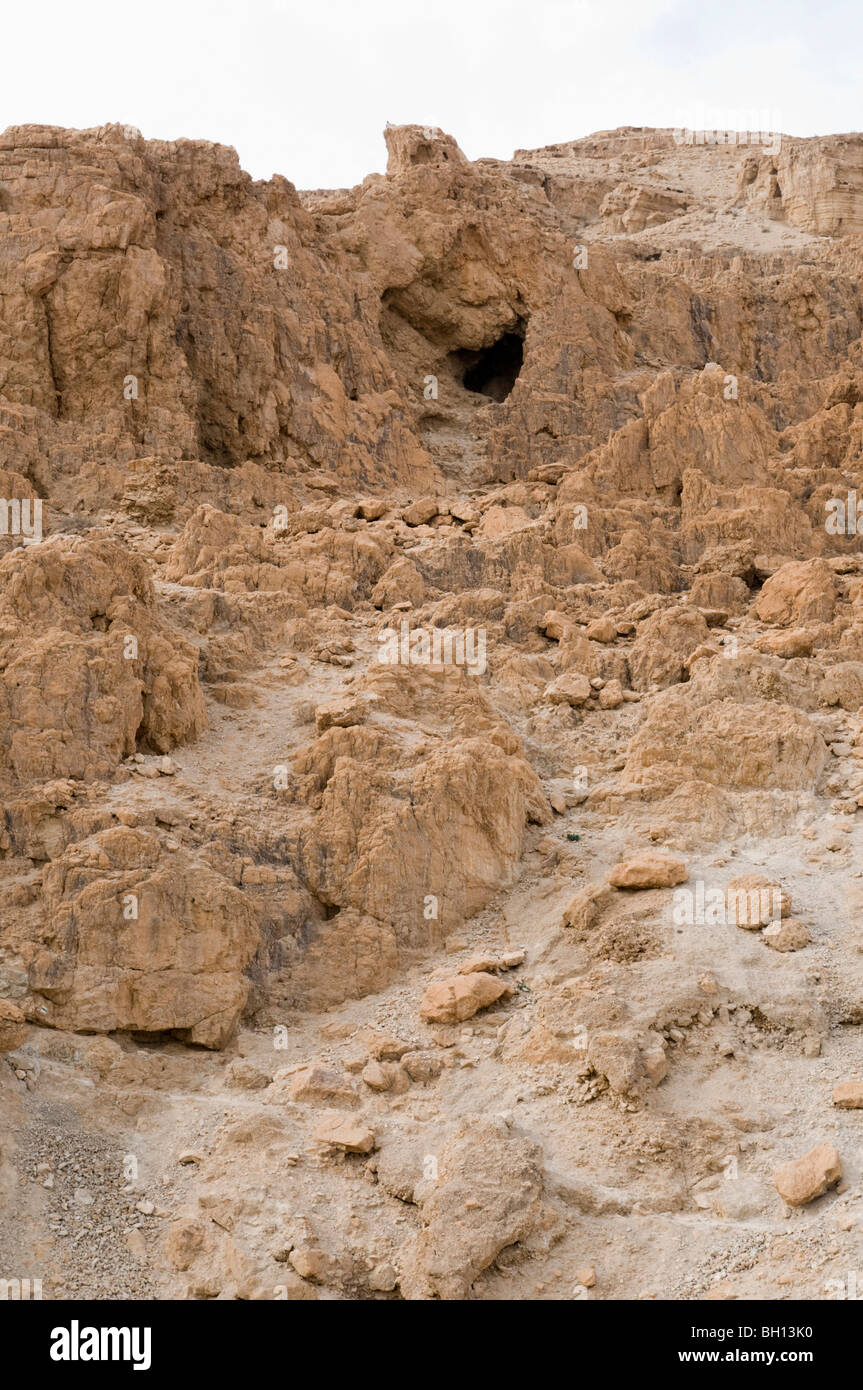 Israel, Dead Sea, Qumran Cave where the Dead Sea scrolls were found Stock Photo