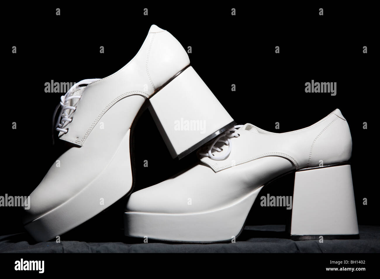 Mens white platform shoes Stock Photo 