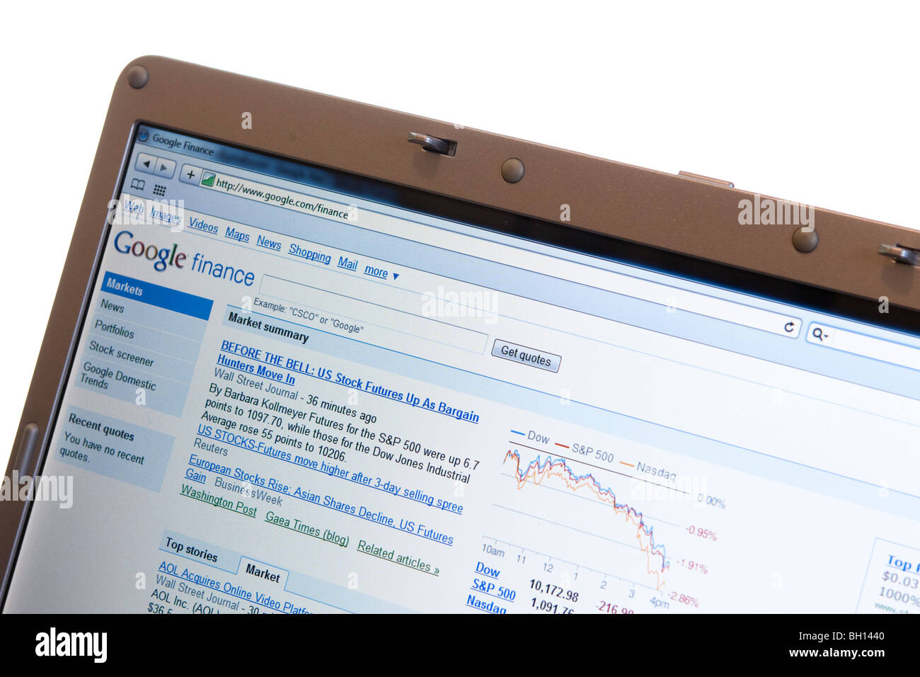 Google finance website on modern laptop Stock Photo