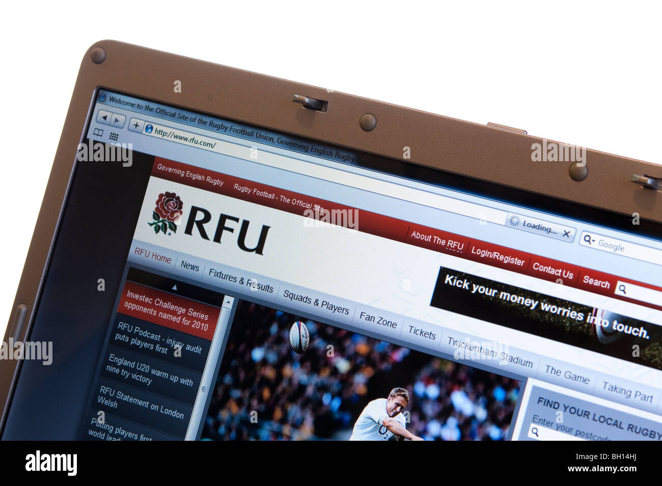 Rugby Football Union website on modern laptop Stock Photo