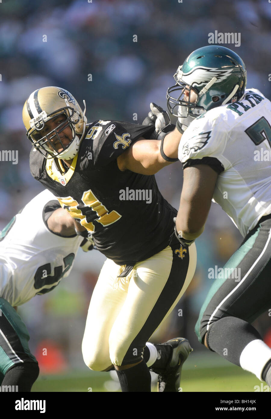 Will Smith #91 of the New Orleans Saints rushes the passer against the Philadelphia Eagles Stock Photo