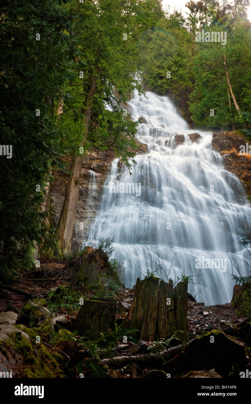Beautiful Bridal Falls waterfall located near Chilliwack, British Columbia in the Fraser Valley
