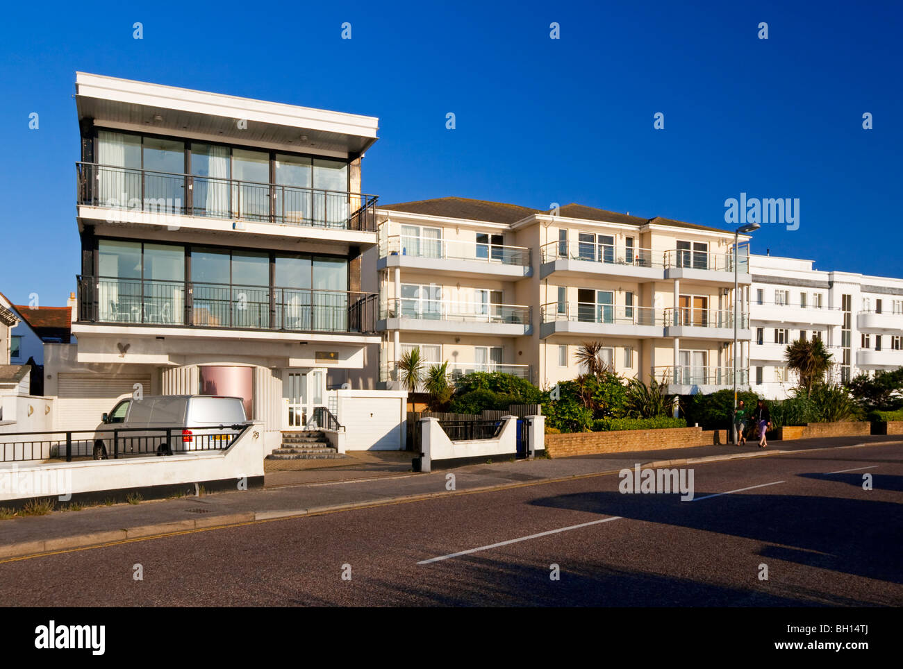 View of flats and houses at Sandbanks near Poole in Dorset England one