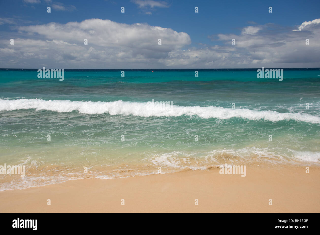 Sea and Sand in Paynes Bay on the West Coast of Barbados, The Windward Islands, The Caribbean Stock Photo