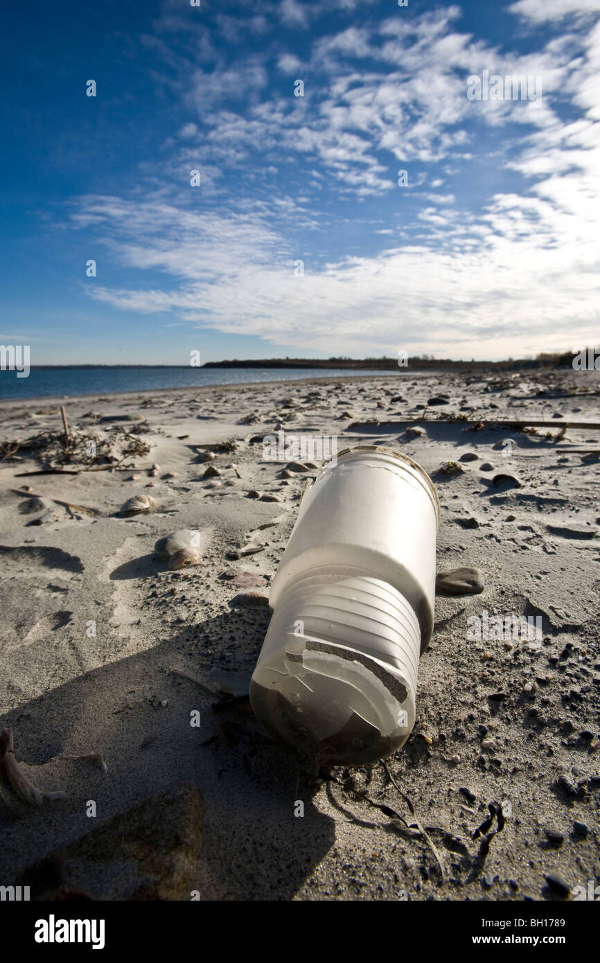 Litter on a beach Stock Photo