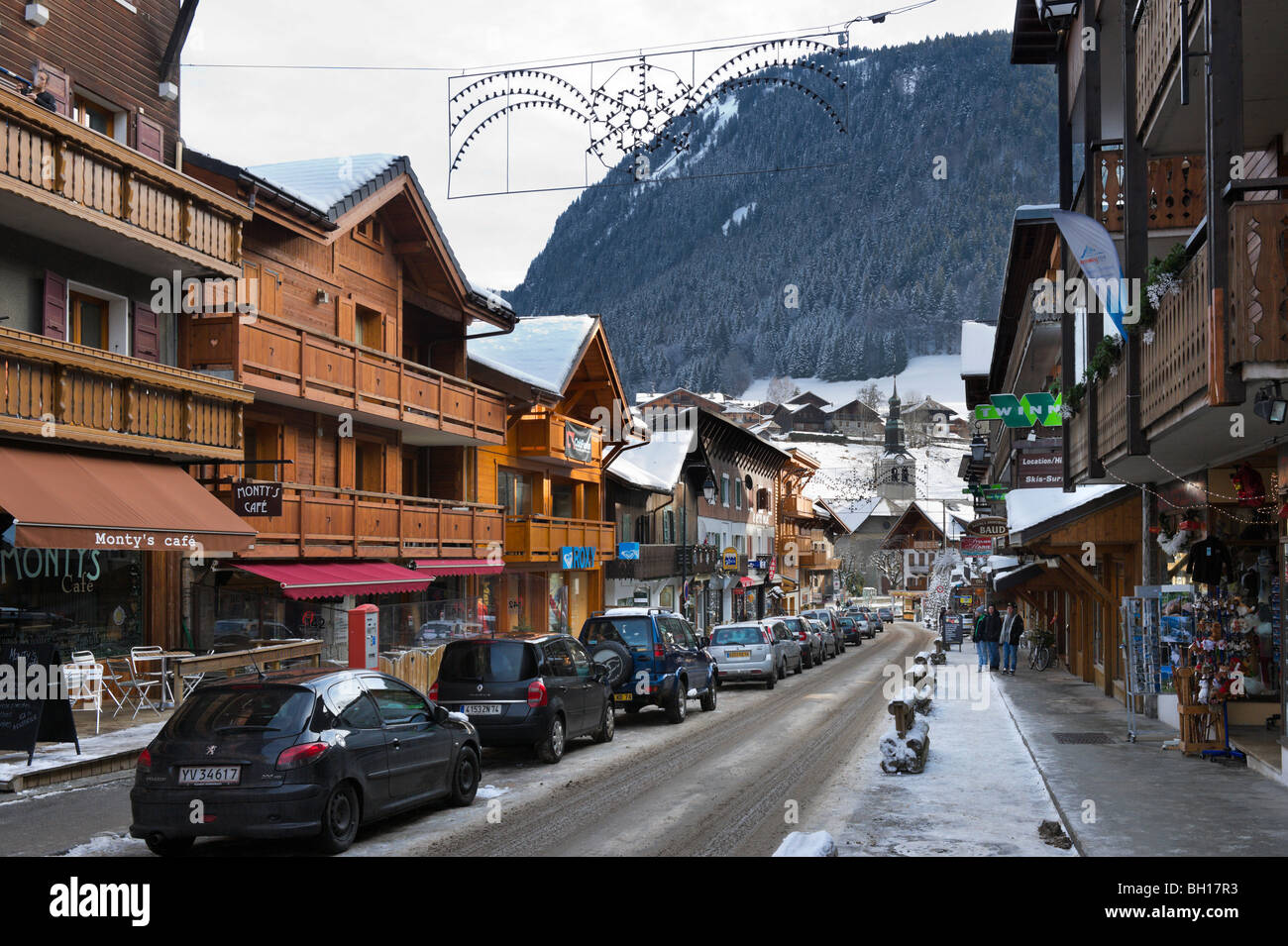 Centre of the resort of Morzine, Portes du Soleil Ski Region, Haute