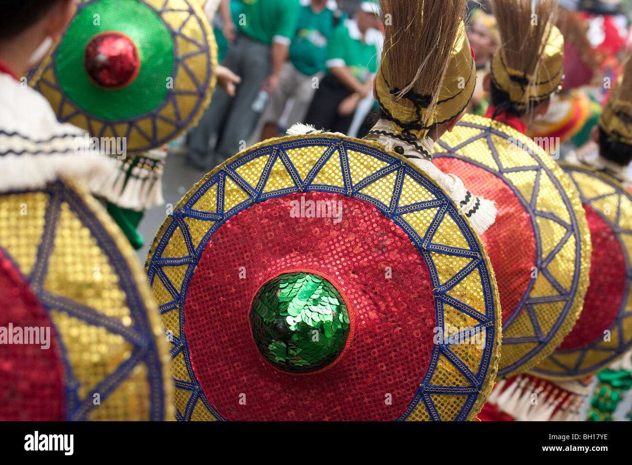 shields used by dancers in Sinulog festival,cebu city, philippines, Stock Photo