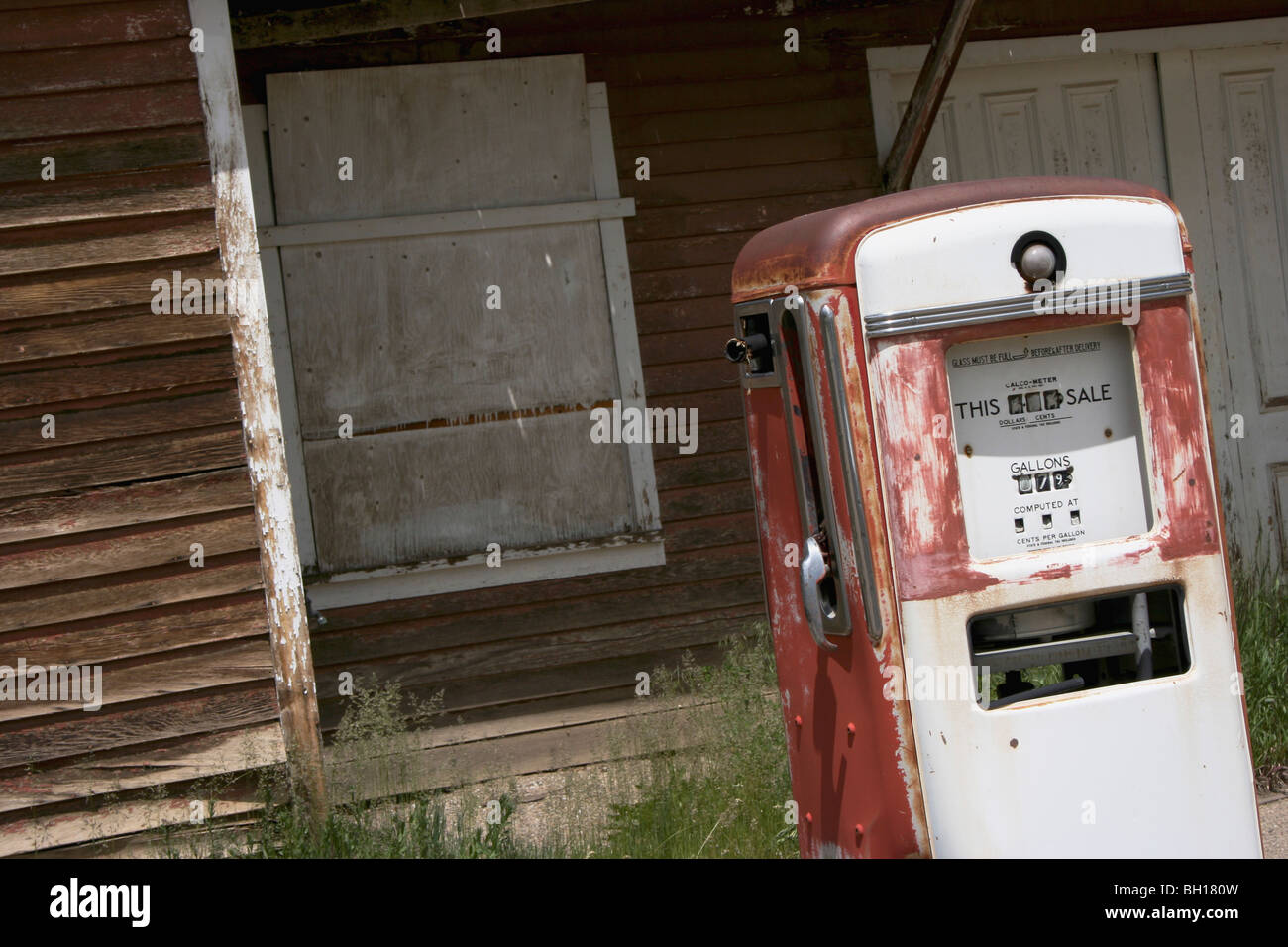Abandoned gas station and pump, Virginia City, Montana, USA Stock Photo Alamy