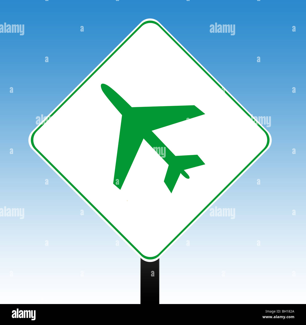 Airport road sign with blue sky background Stock Photo - Alamy